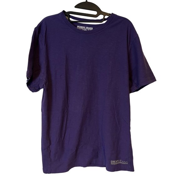 DKNY Jeans T-Shirt Mens Large Purple Crew Neck Stretch Short Sleeves - Picture 1 of 9